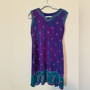 Salwar suit pink purple embroidered cotton medium size